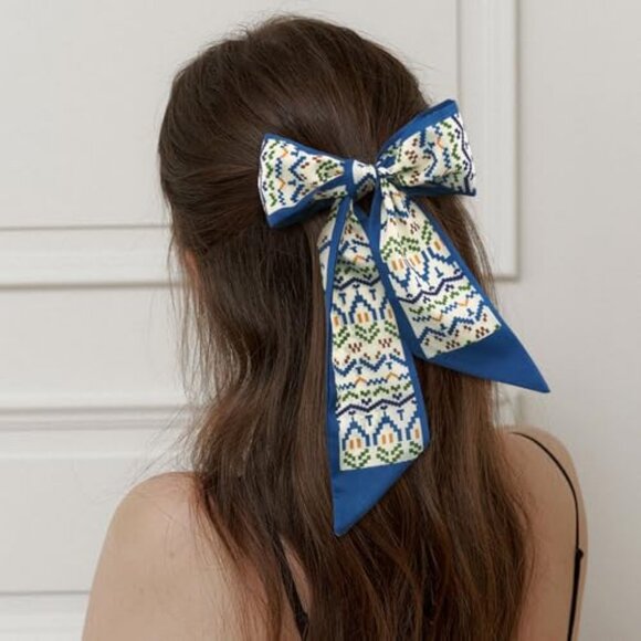 Skinny Twill Hair Scarves Set of 4 Elegant Minimal Chic Accessories - Picture 6 of 7